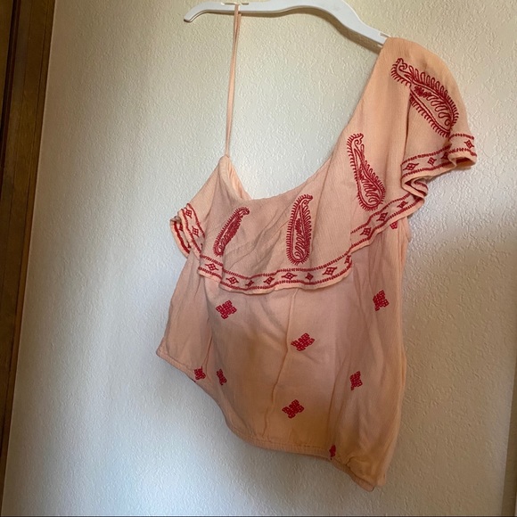 Peach one shoulder blouse - Picture 1 of 3